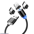 : 3-in-1 Magnetic Fast Charging Cable | Micro Usb, Type-c & Iphone | 360° Rotation | LED