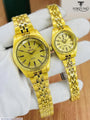 Elegant Unisex Quartz Watch Set - 2 Pcs Analogue Couple Timepieces