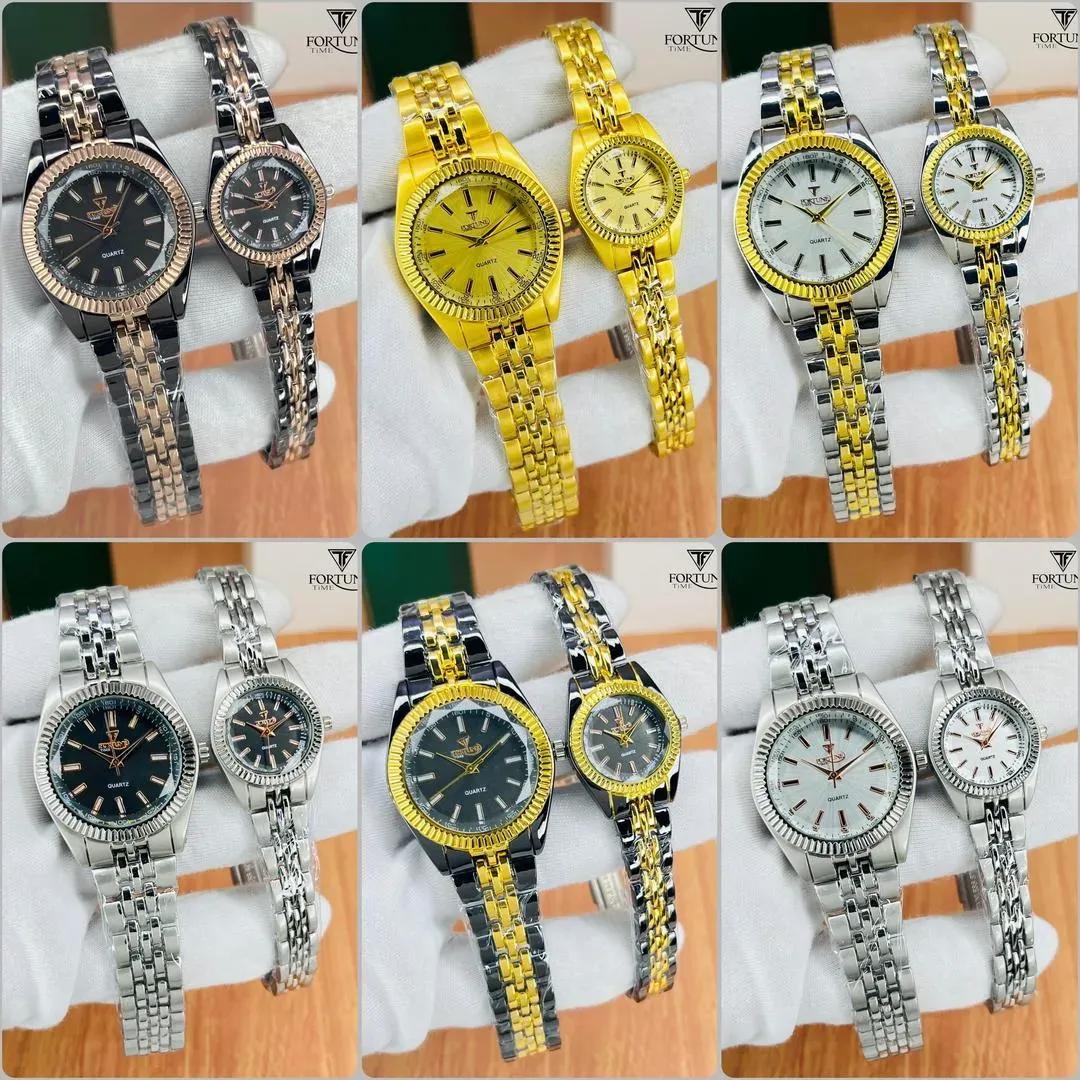 Elegant Unisex Quartz Watch Set - 2 Pcs Analogue Couple Timepieces