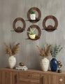 Set of 4 Wooden Round Wall Shelves | Home Decor Circle Display Rack for Living Room Bedroom I Decoration Pieces I Decoration Item For Home
