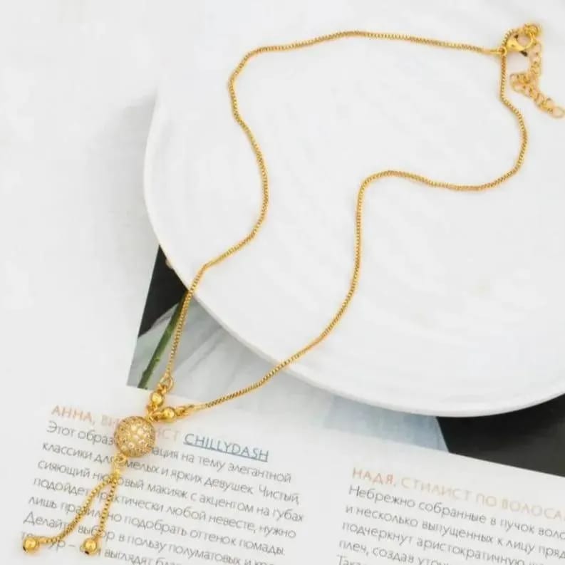 Ball Design Gold Plated Zircon Necklace